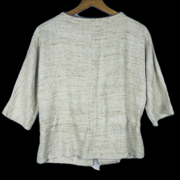 TRINA TURK 100% Raw Silk Kimono Cropped Jacket Sz 6 Drawstring Waist Minimalist - Picture 3 of 12